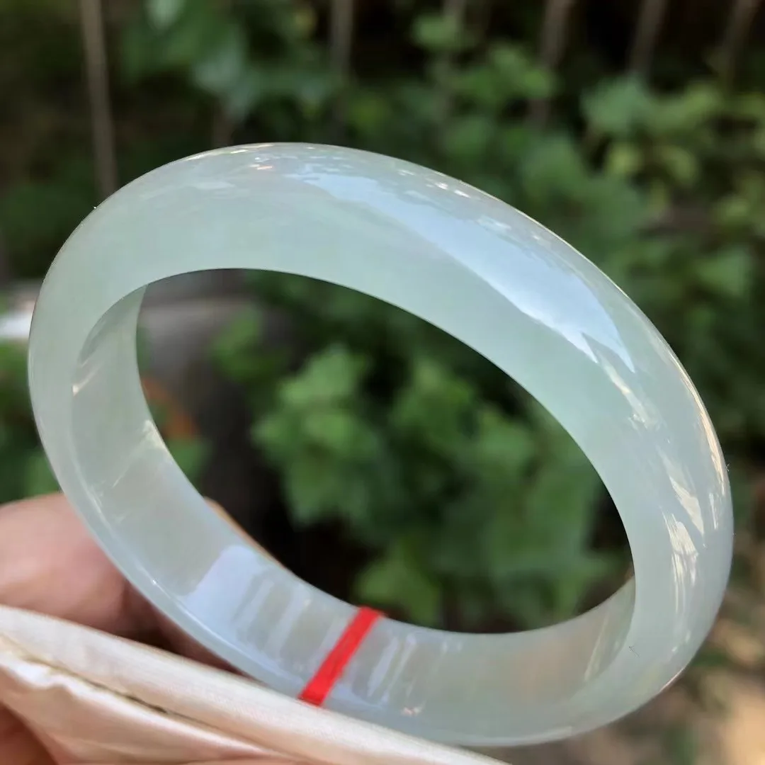 

Natural Myanmar jadeite bangle flat bar real jadeite bangle natural green jade stone for woman temperament bracelets 56mm 992