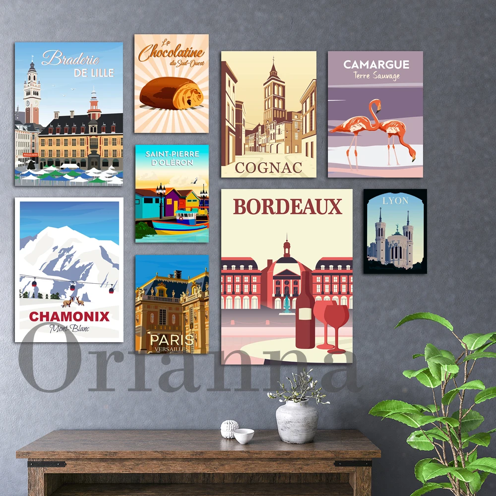 

Постер для путешествий по городам Франции, коньяк, версаль, Париж, Лион, камарга, шамоникс, Бордо, армиссан, настенный художественный декор, печать в подарок