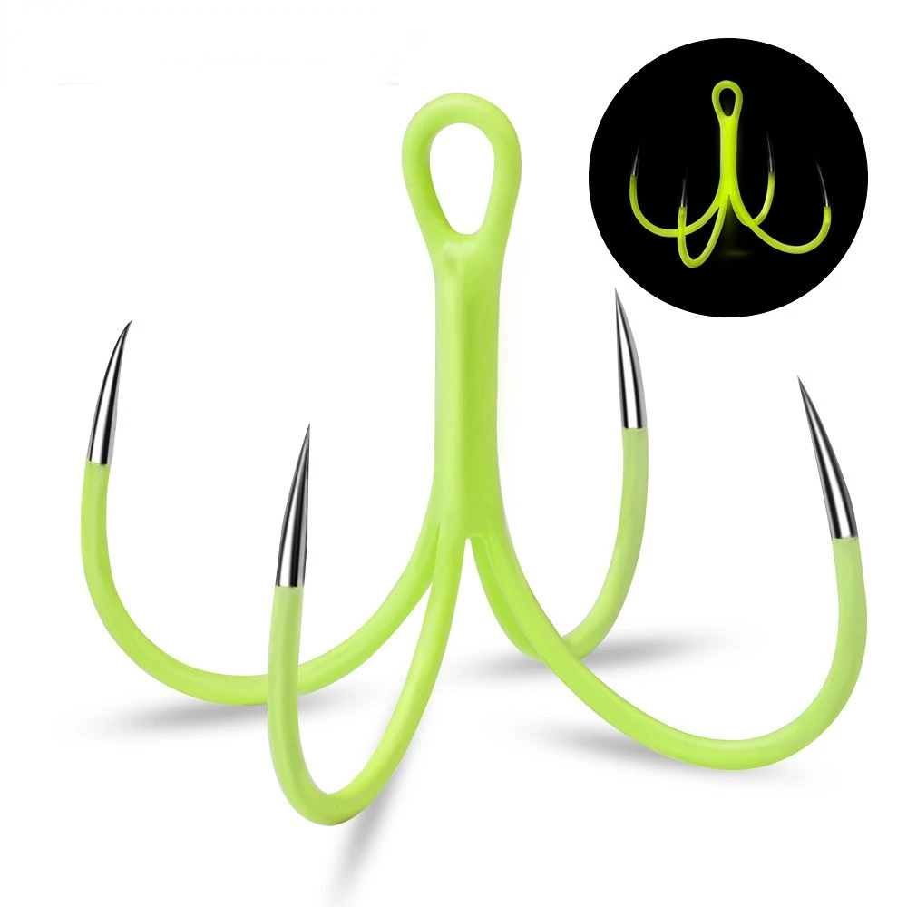 

10pcs/box Luminous Fishing Hooks Sea Quadruplet Non-barb Hook 16# 18# Squid Hook Fishing Tackle Accessories L30101