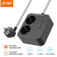 jfjvc eu plug outlets expander socket extension electrical power strip with usb type c pd fast charging network filter adapter