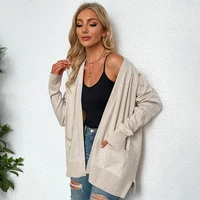 2022 new autumn oversized cardigan sweters for women fall 2022 women batwing sleeve england style open stitch solid cardigans