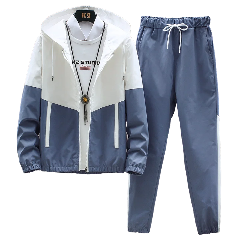 Sportsuit men's spring and autumn leisure 2023 new Korean version of the trend of autumn clothes jacket trousers two sets