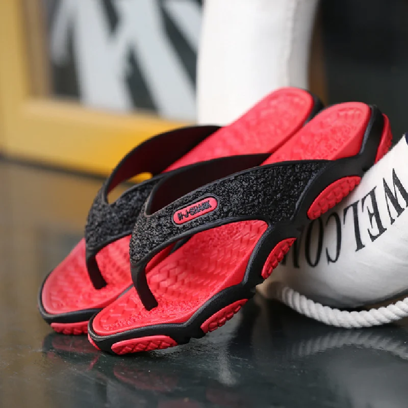 

2023 Men Slippers Shoes Big Size Fashion Massage Summer Water Male Sandals High Quality Flat Beach Shoes Non-slip Mens Flip Flop