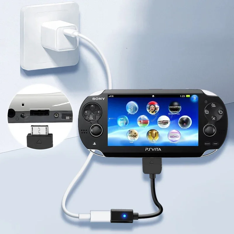 Фото Кабель USB-C для зарядного адаптера контроллера 1000, светодиодный преобразовательный шнур Type-C для консоли PS Vita 1000, провод питания №3