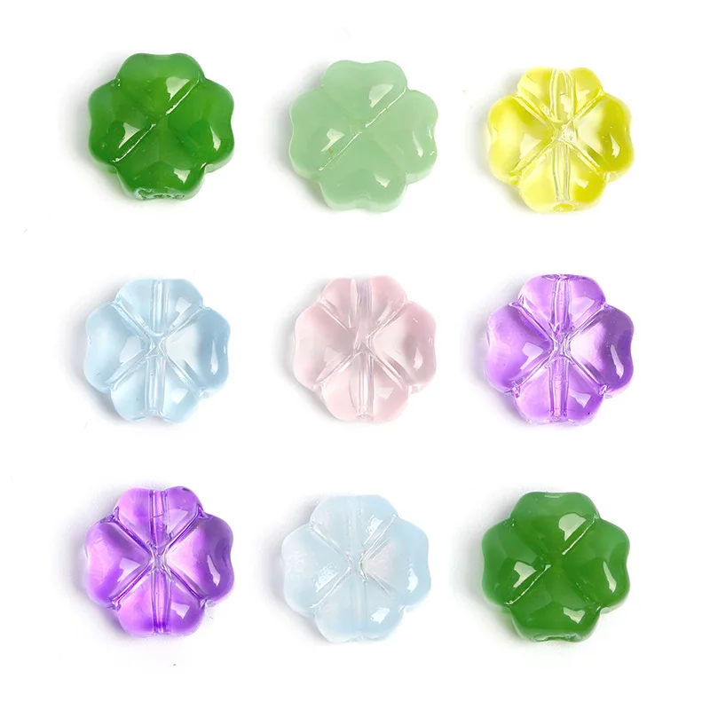 100pcs/Lot 10mm Flower Clover Shape Crystal Spacer Beads Glass Loose Beads Pendant For Jewelry Making DIY Necklace Accessories