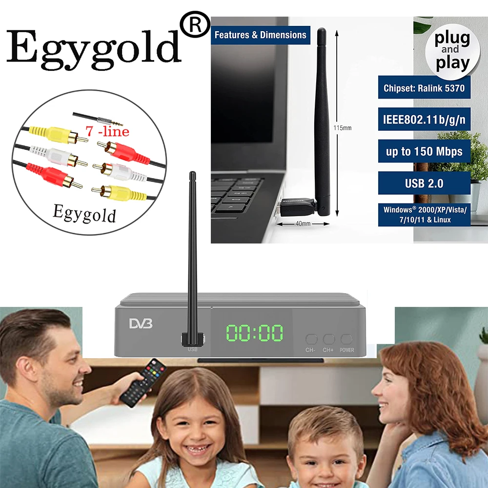 

EGYG USB старая беспроводная сеть Wi-Fi для ПК Чешская Италия 150M 802 LAN Европа, со штативом, подходит для ноутбука 7 портов