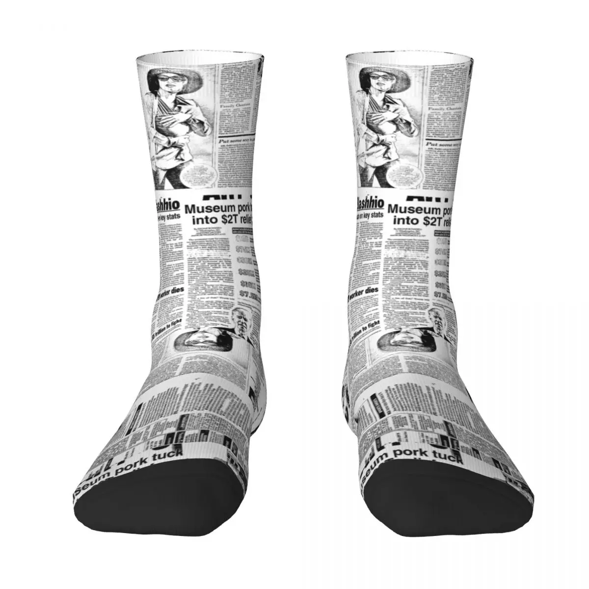 Black And White Papers Adult Socks Black and white,text,newspapers,vintage,decals,collage art Unisex socks,men Socks women Socks