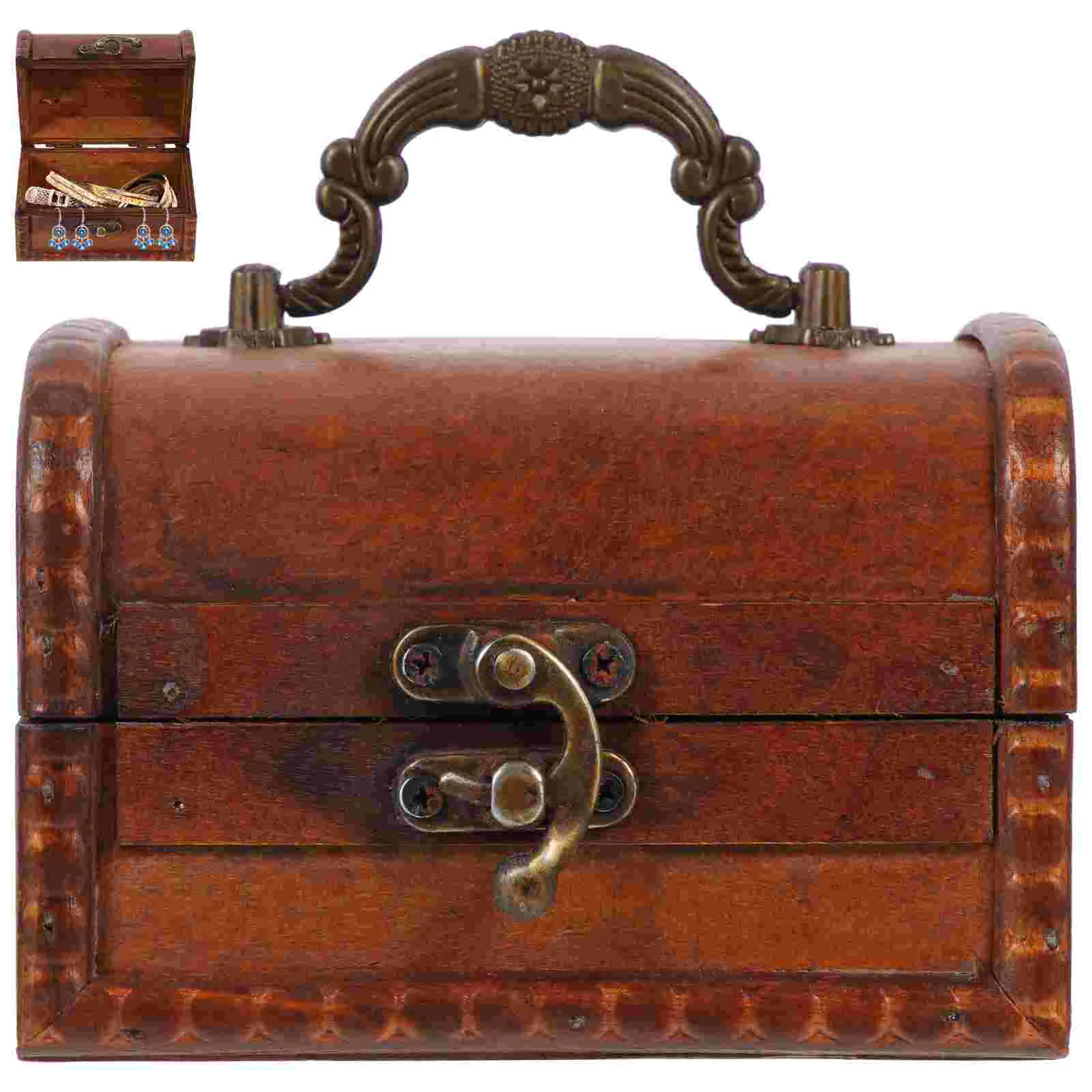 

Box Storage Case Treasure Jewelry Container Trinket Decorativewooden Dormbedsundries Vintage Boxes Pirate Retro Wood Organizer