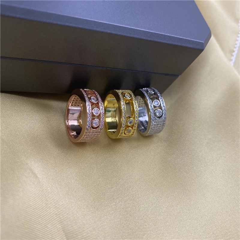 

Французское роскошное ювелирное изделие, новая модель, серебряное кольцо для пары, гальваническое Золотое кольцо с тремя бриллиантами для ...
