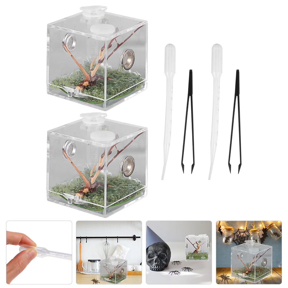 

Spider Box Reptile Jumping Feeding Breeding Cage Insect Terrarium Case Acrylic Habitat Enclosure Tank Insects Container Hatching