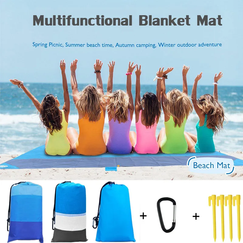 200x210cm Pocket Picnic Waterproof Sand Free Beach Mat Portable Light Blanket Camping Outdoor Picknick Tent Folding Cover