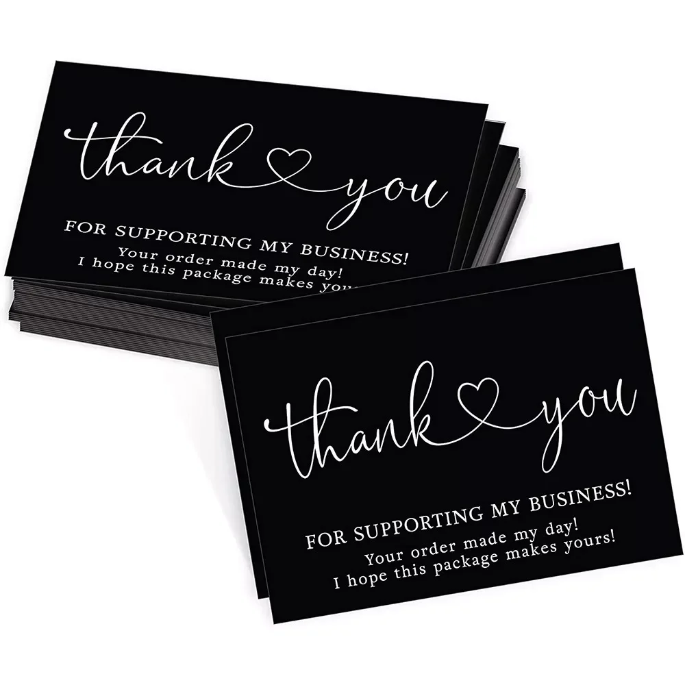 

2022 10-30Pcs Thank You for Your Order Card Black & White Cards for Supporting Business Small Shop Gift Decoration Greeting Card