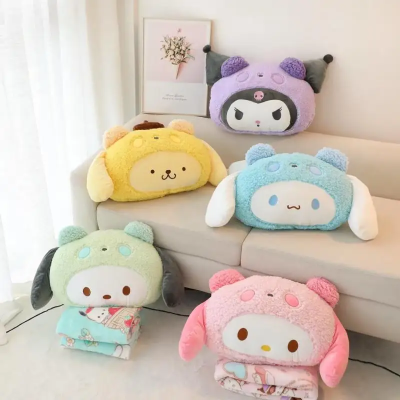 

Sanrio Pachacco My Melody Cinnamoroll, плюшевый цвет, два в одном, милые большие уши, мягкое удобное украшение комнаты