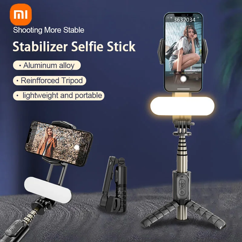 

Xiaomi Q09 Wireless Bluetooth Selfie Stick Tripod Handheld Gimbal Stabilizer Monopod With fill light shutter for IOS Android