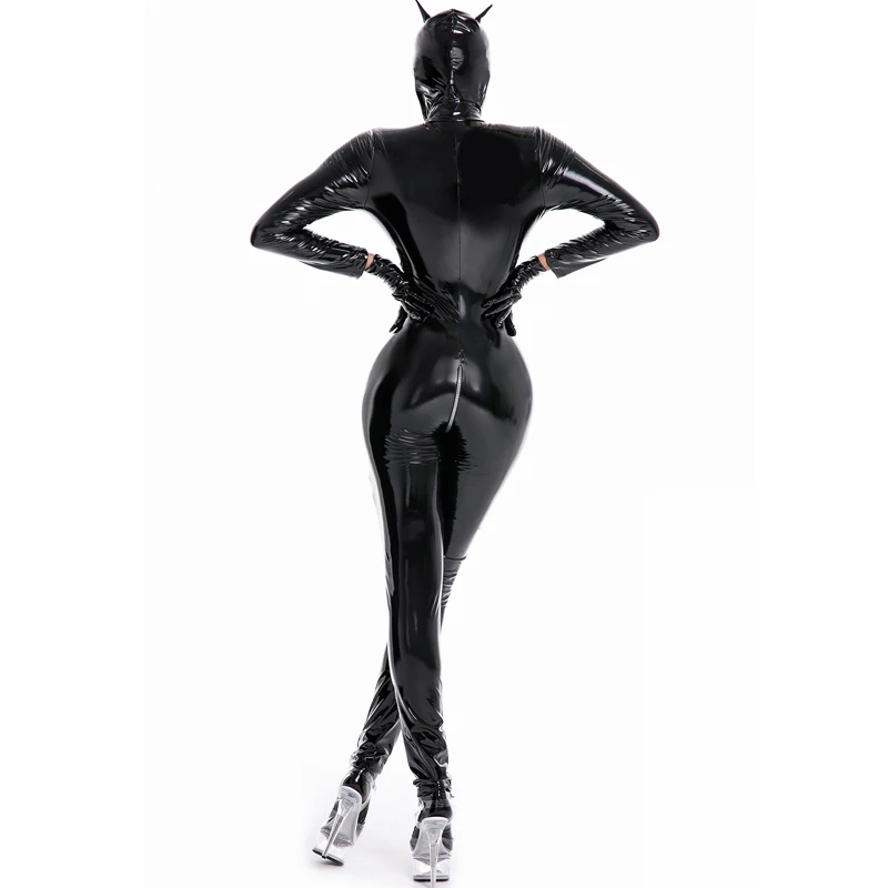 

Соблазнительная Клубная одежда, латексный костюм-кошка с гидроидом, женский комбинезон из искусственной кожи из ПВХ, женские эротические комбинезоны, костюм на Хэллоуин, нижнее белье, боди