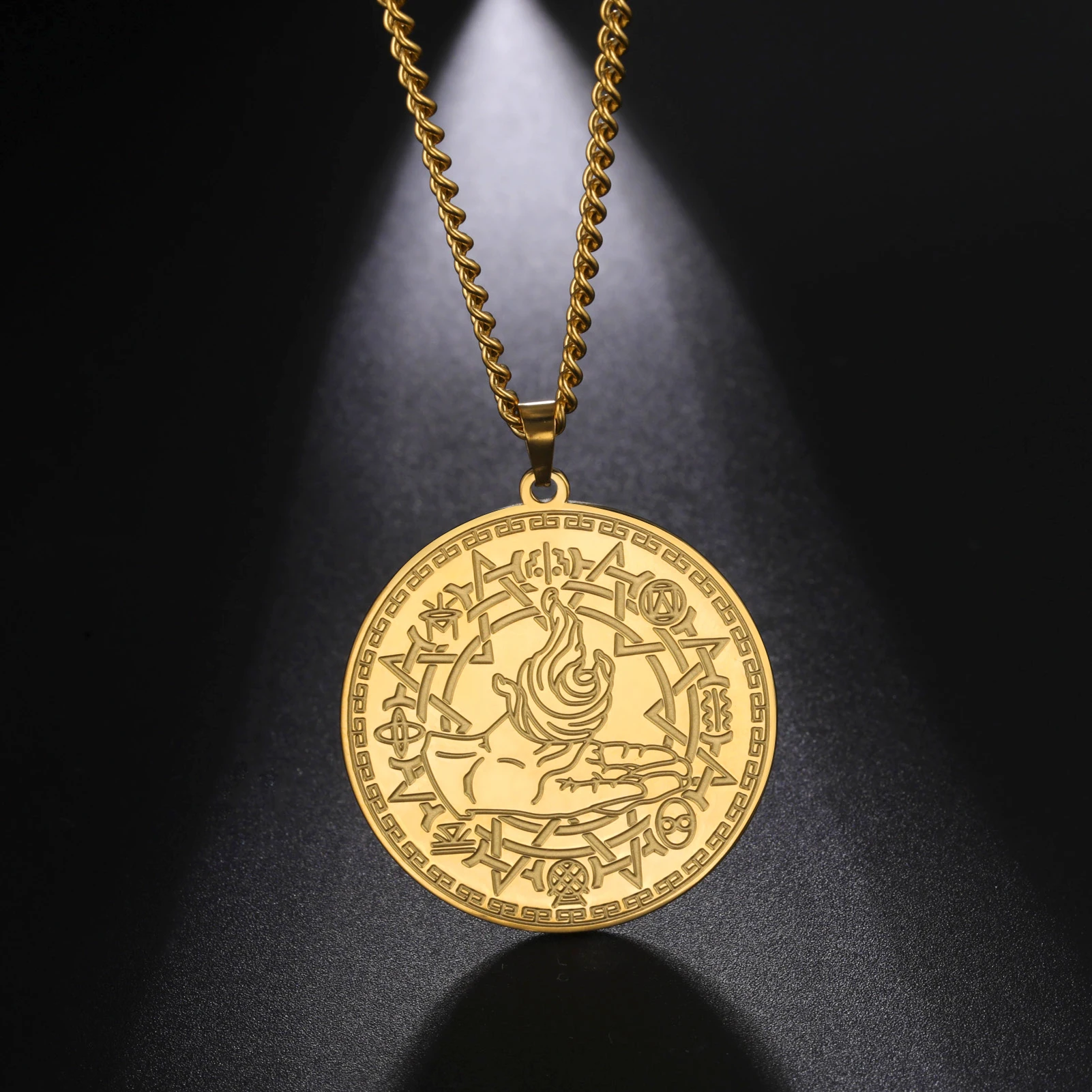 LIKGREAT волшебный символ огня ожерелье с алхей Классическая Геометрическая