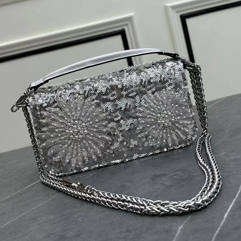 

Catwalk vintage imitation crystal embroidered beaded handbag Women's new fashion luxury multi-functional diagonal shoulder bag