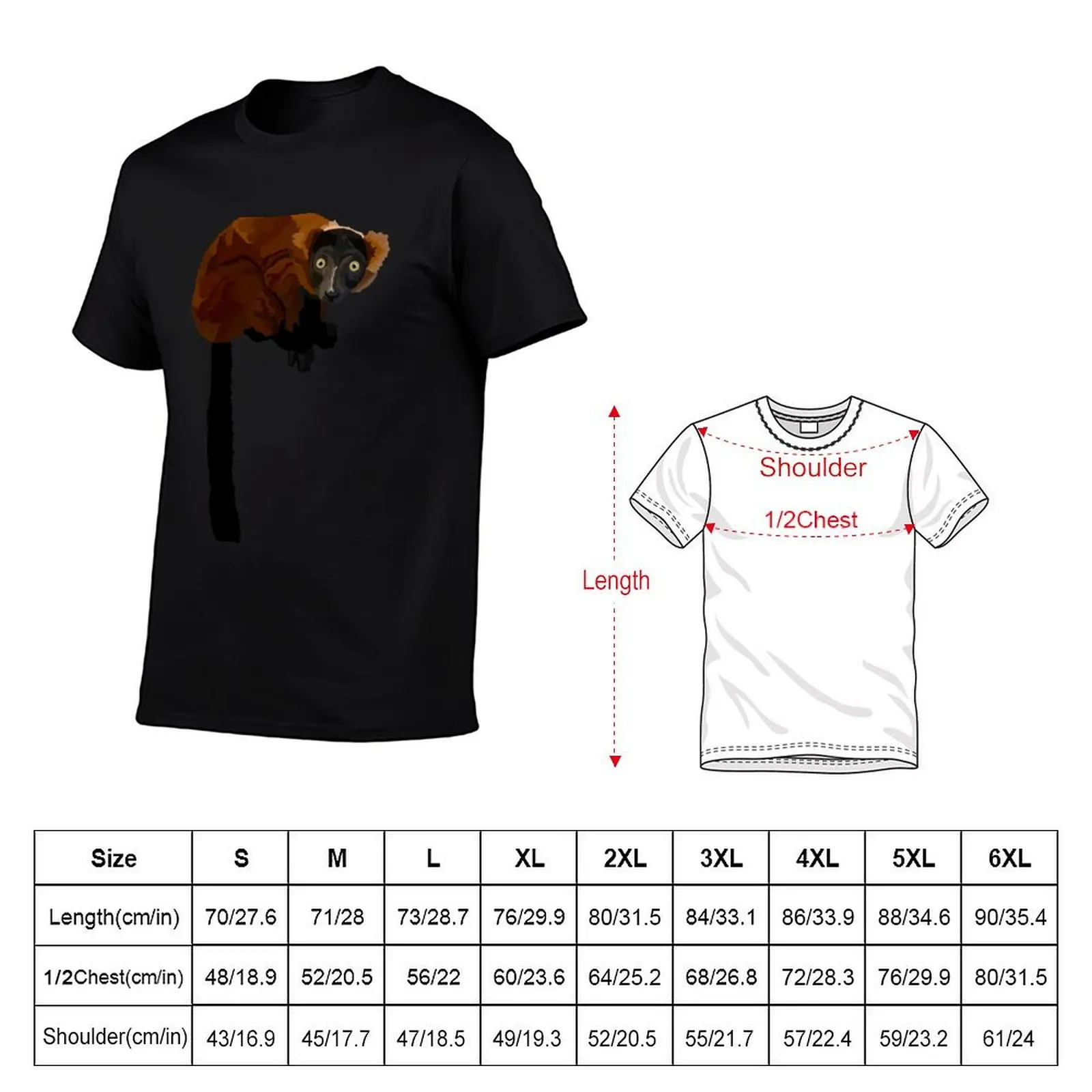 Футболка R is for Red Ruffed Lemur синие архивные мешковатые рубашки блузка винтажная