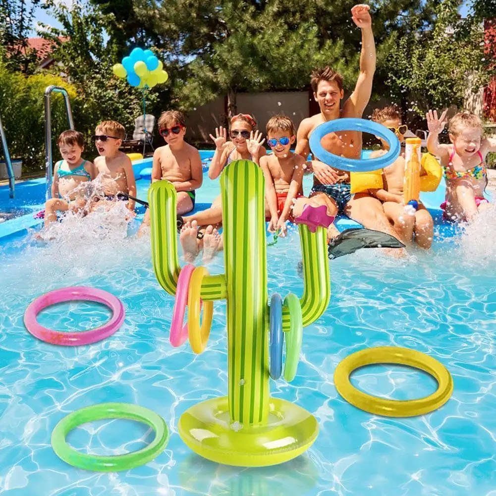 

Pvc Inflatable Cast Ring Toy 1 Inflatable Cactus And 4 Cactus Outdoor Toy Pool Game Rings Inflatable Swimming Floating B8u7