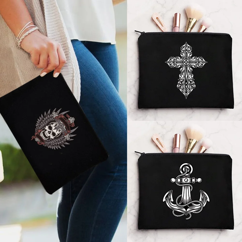 

Make Up Bag Portable Travel Cosmetic Wash Bag Zipper Pouches Toiletries Organizer Pencil Bag Wallet Pouch Skull Print