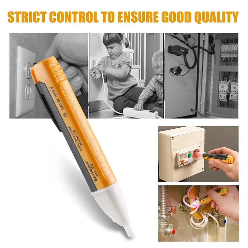 

Voltage Alert Pen Non-Contact Electric Indicator 90-1000V Socket Wall AC Power Outlet Voltage Sensor Tester with LED Light