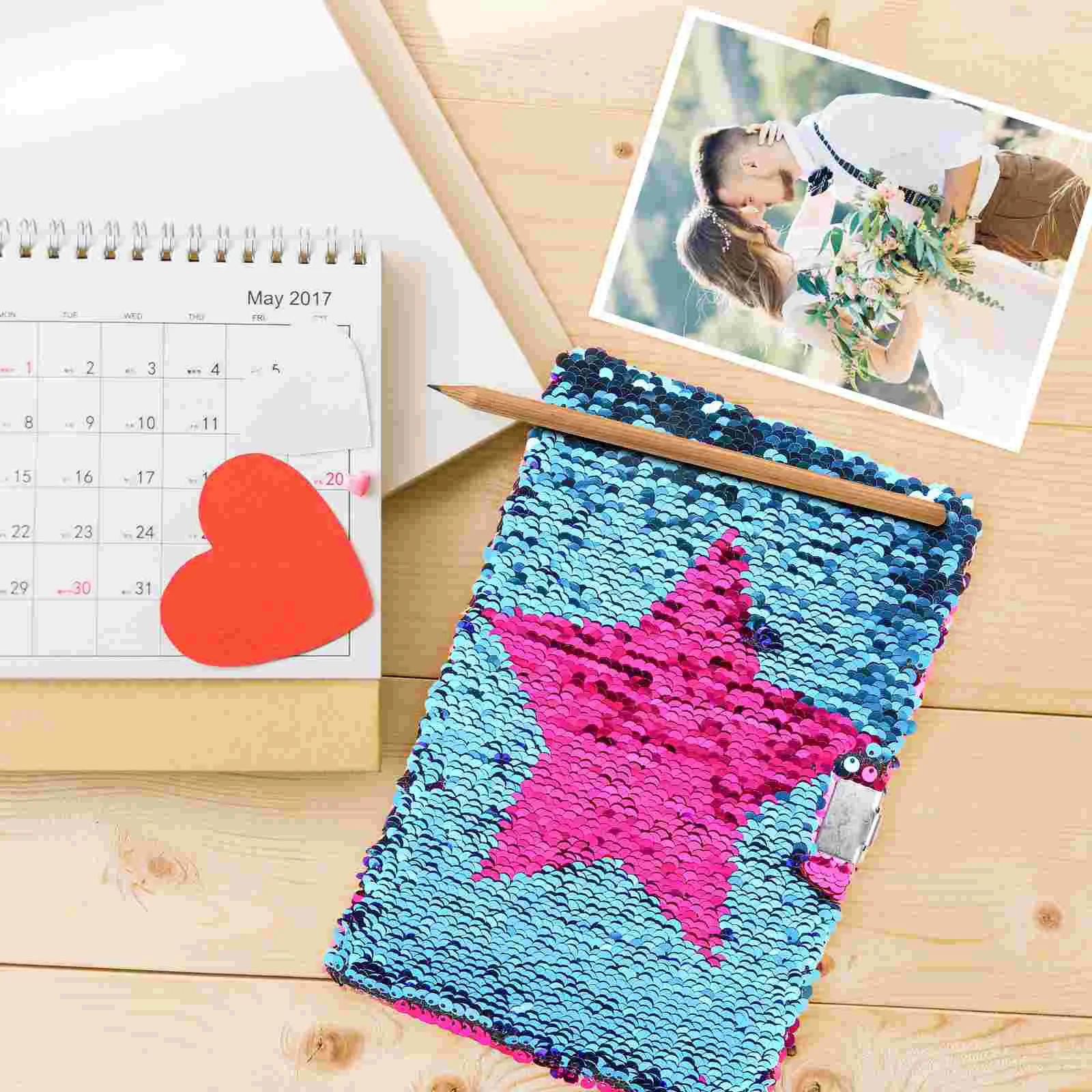 

Notebook Journal Girls Journals Teen Kids Star Sequins Diary Notepads Reversible Lock