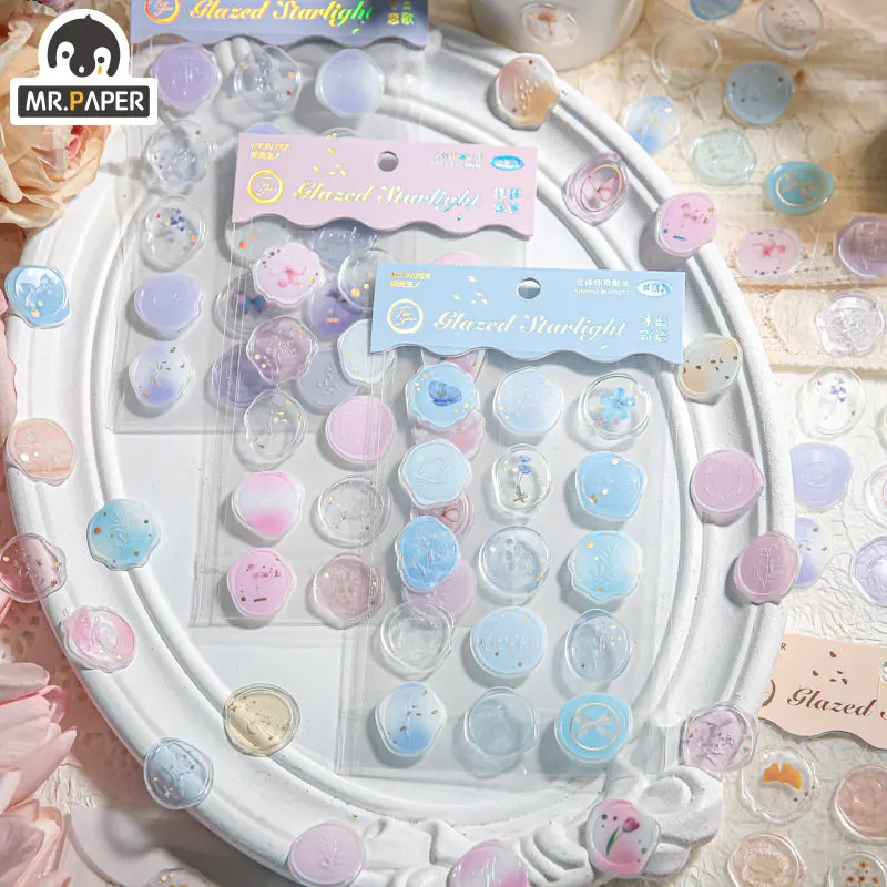 

Mr. Paper Fire Paint Stamp Series Drip Adhesive Stickers Envelopes Sealing Drip Ins Style Kawaii Stickers Stationery Supplies