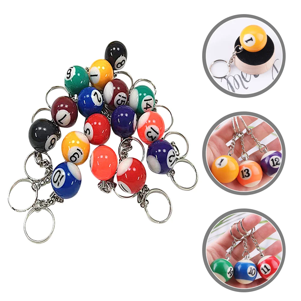 

16 Pcs Billiards Party Favors Billiards Jewelry Billards Gift Bowling Keyring Snooker Keychain Metal Keychain