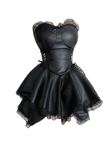 Домашний Готический балетный стиль; Пикантное кружевное платье с кружевным бюстгальтером для девочек; Темно-Черная кружевная Пышная юбка