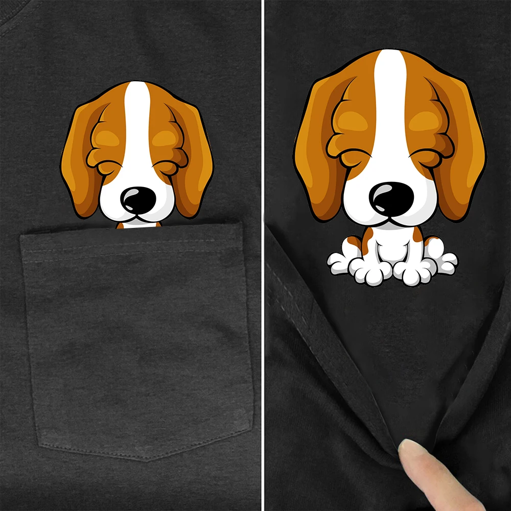 

CLOOCL Fashion Brand Cotton T-shirts Cartoon Beagle Pocket Tees Summer Short Sleeve Tops Hip Hop Top Graphic T Shirts For Women
