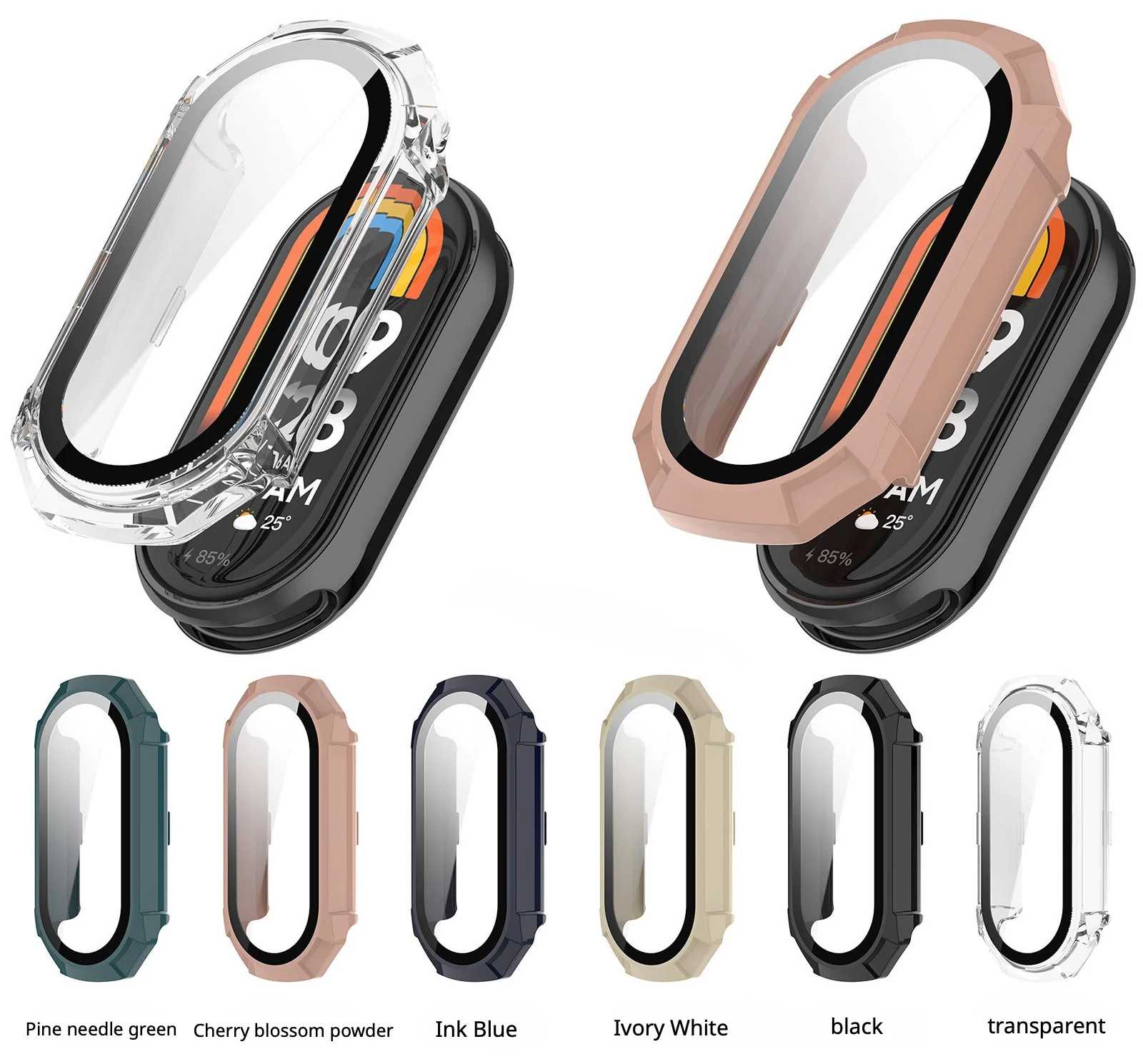 Suitable for mi band 8 protective cover+tempered glass integrated intelligent bracelet accessories