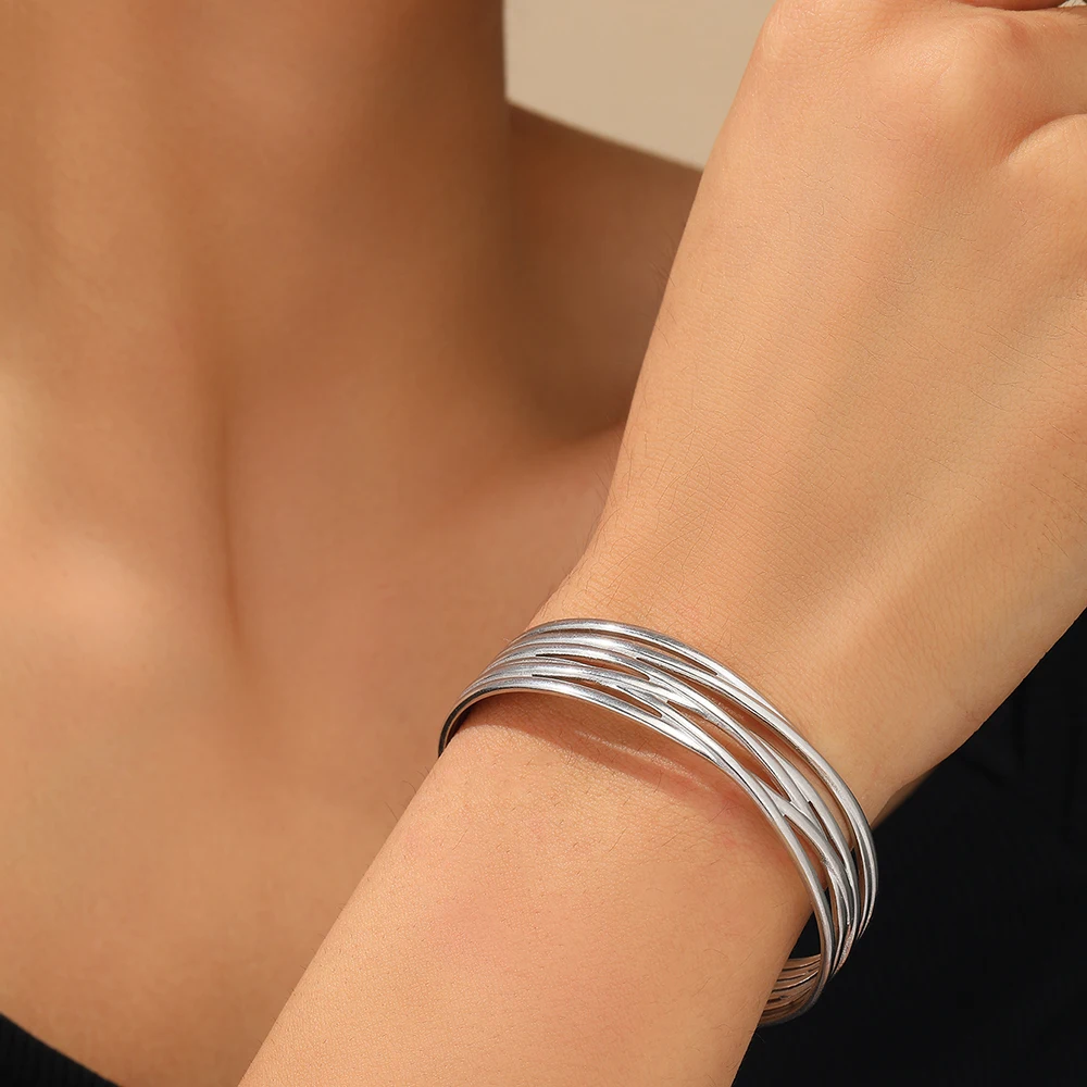 Браслет из нержавеющей стали в европейском и американском стиле многослойный