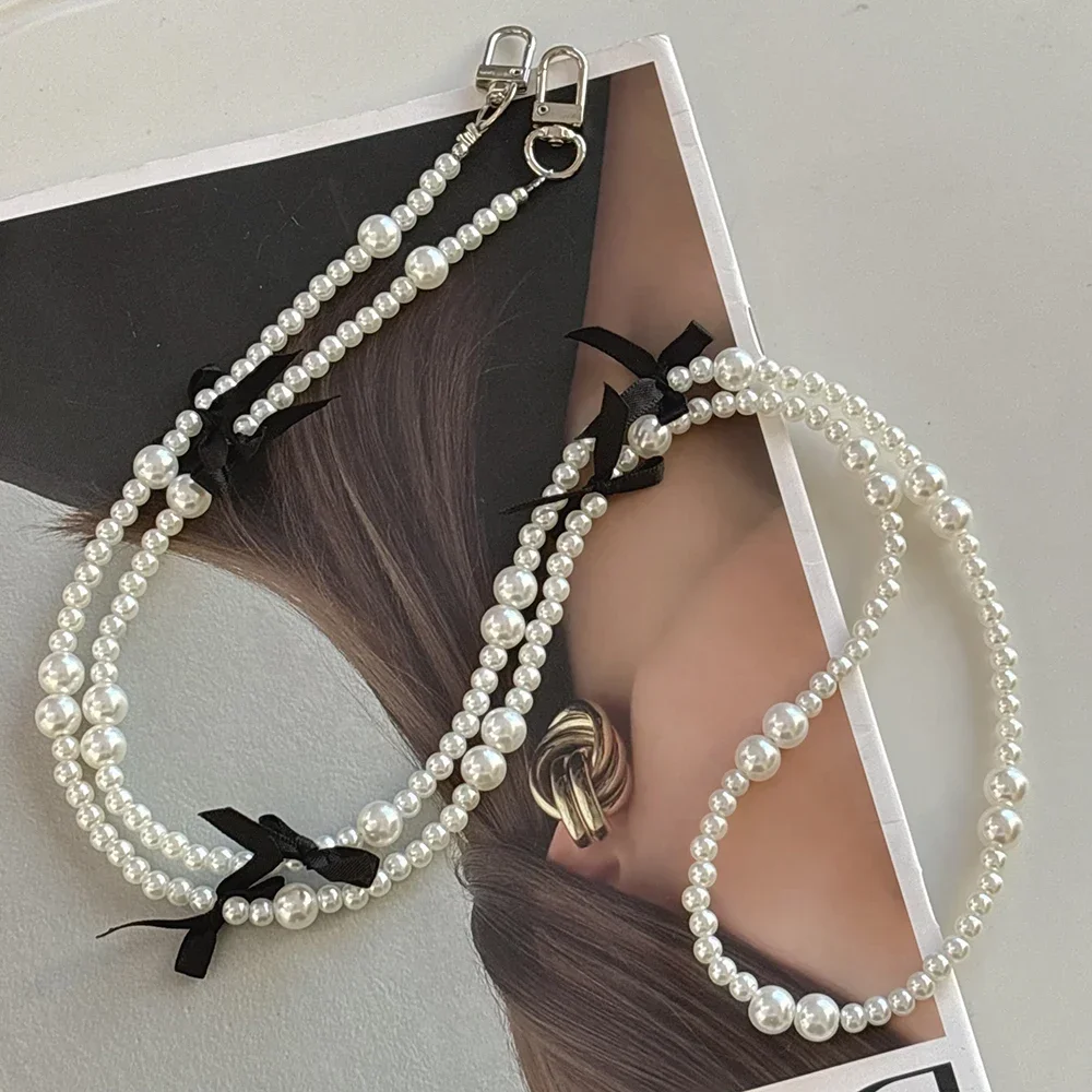 Цепочка через плечо с милым бантом и жемчугом для телефона анти-падение