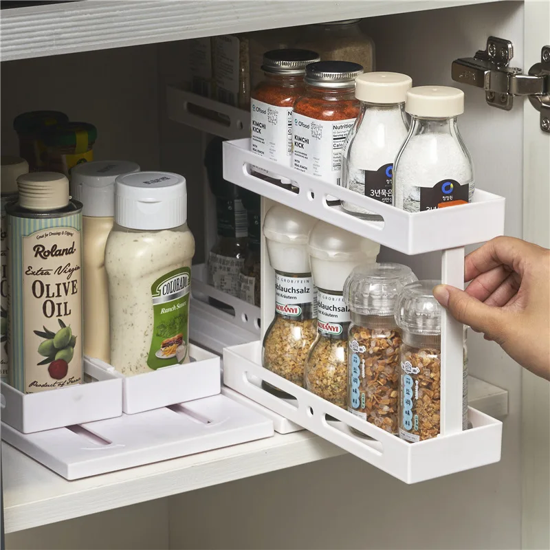 

Kitchen Organizer Storage Spice Storage Out Rack Organizer Sliding Kitchen Shelf Home Organizer Cabinet Pull Cupboard Rotating