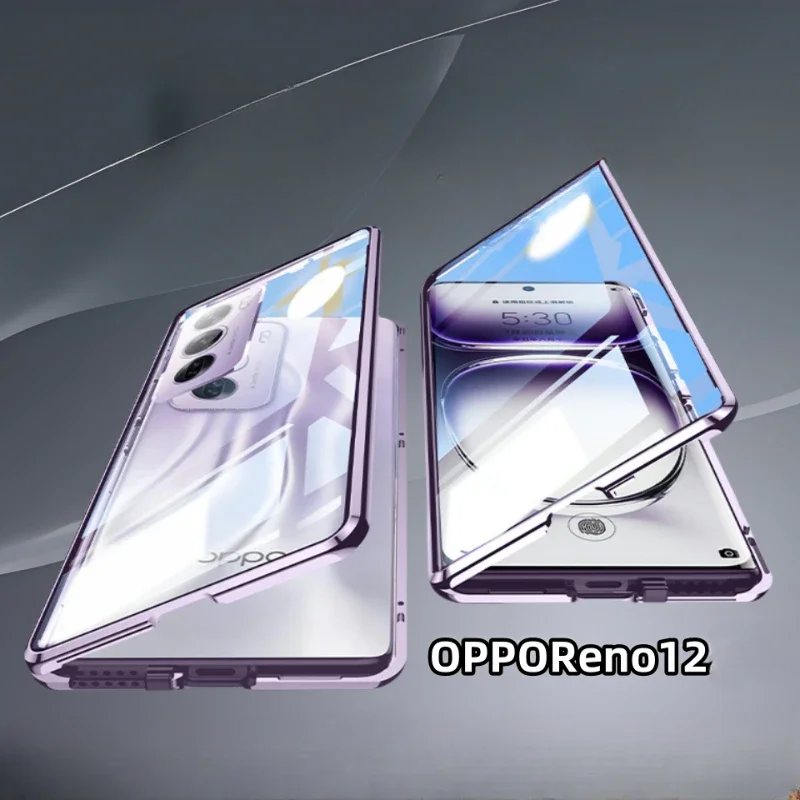 360 ° полная защита Магнитная фотосессия для OPPO Reno12 Pro Чехол двухсторонняя крышка