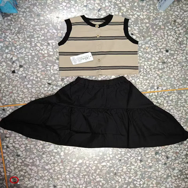 Костюм для маленьких девочек Модная элегантная детская Кружевная футболка и