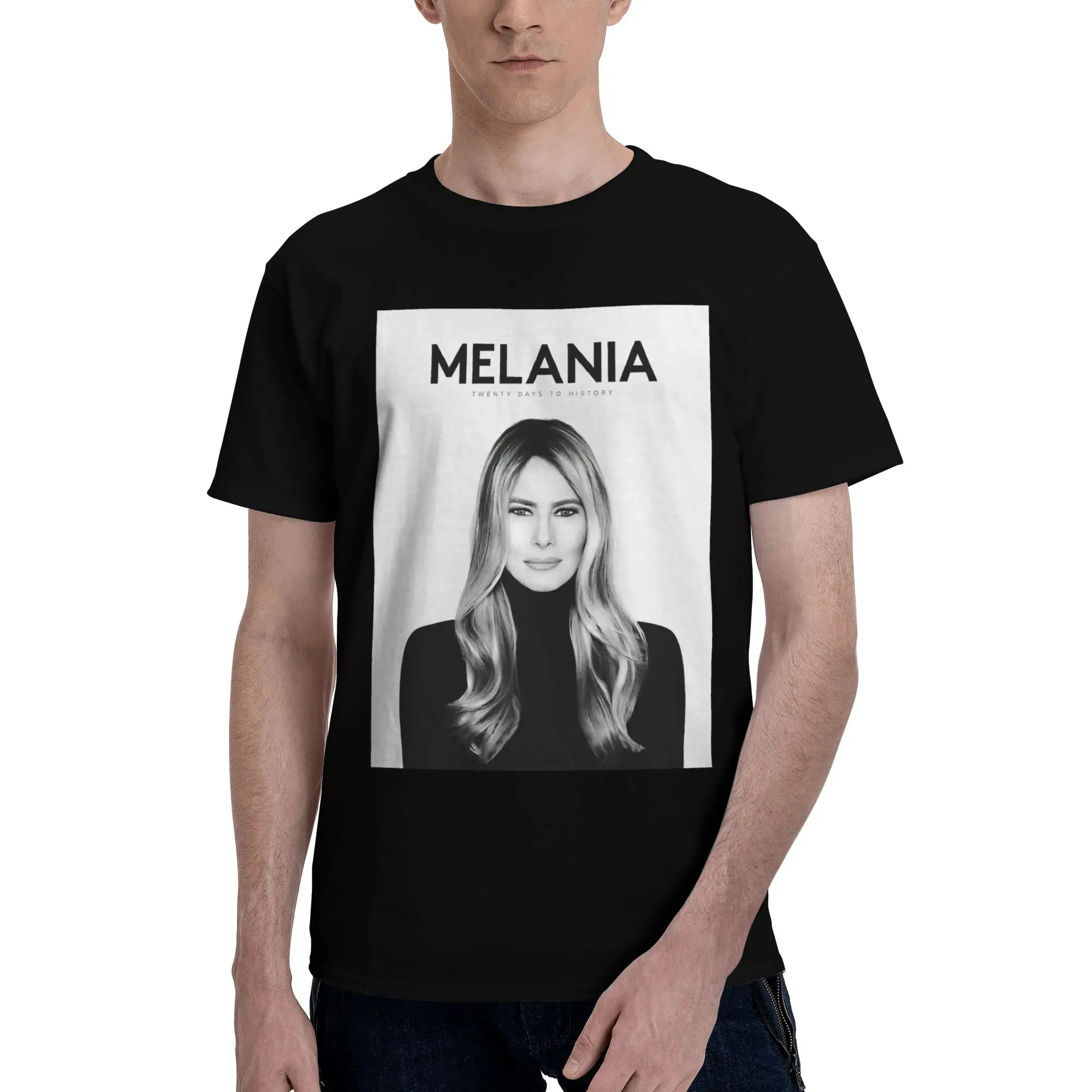 Фото Футболка из 100% хлопка с забавным принтом Melania Movie, футболки с изображением Мелании Трамп для мужчин №1