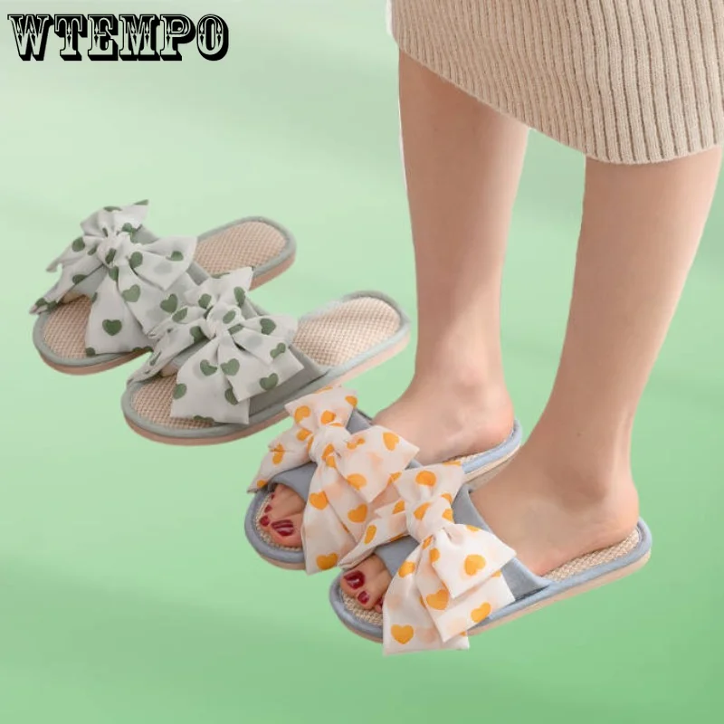 WTEMPO Lovely Butterfly Knot Slippers Women Spring Autumn Home Indoor Fashion Slides Comfy Flip Flops House Shoes Dropshipping