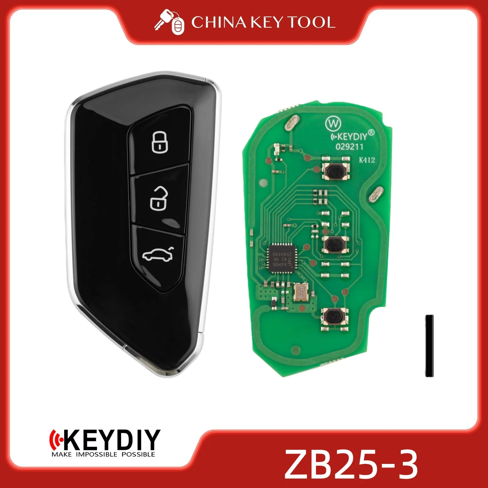 

KEYDIY KD ZB25-3 Универсальный интеллектуальный дистанционный ключ с 3 кнопками, совместимый с типом VW