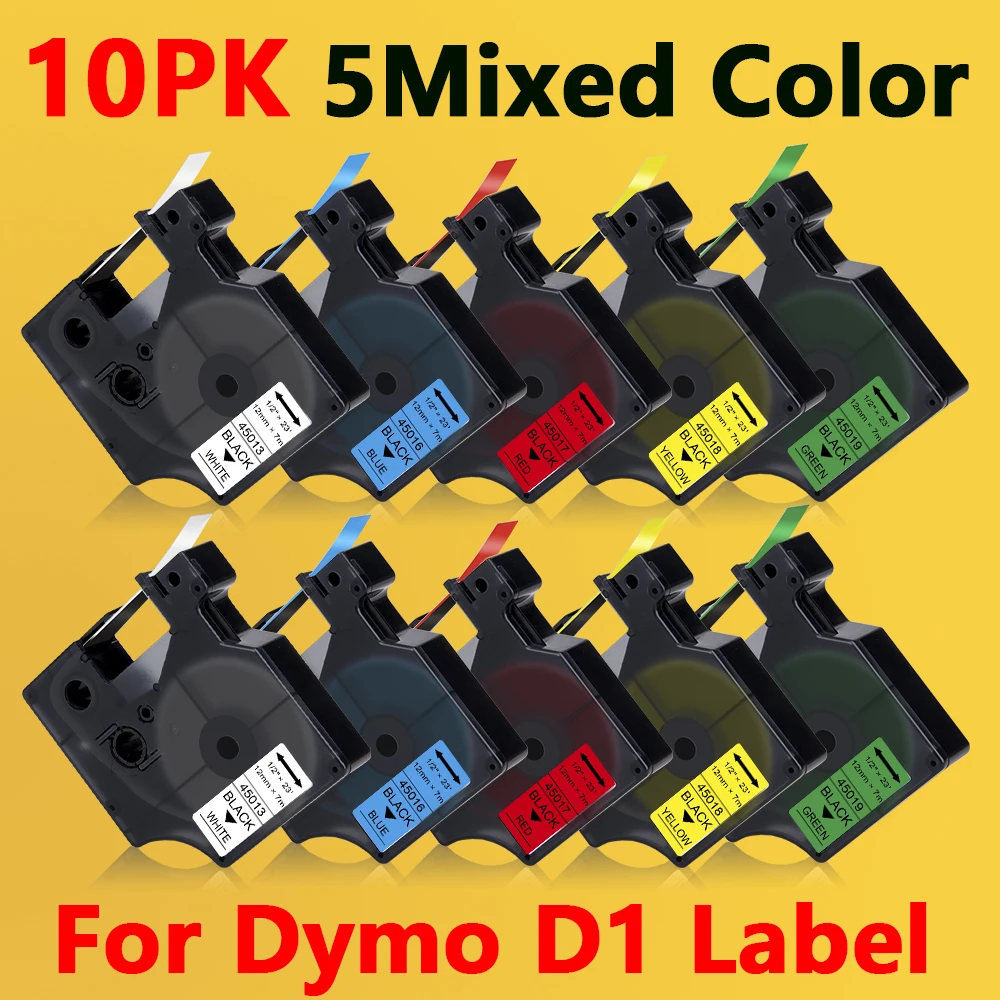 

10PK 45013 45010 45016 Label For Dymo D1 Tape 12mm 45016 45017 45019 45023 For Dymo LabelManager 160 280 LabelPoint Label Maker