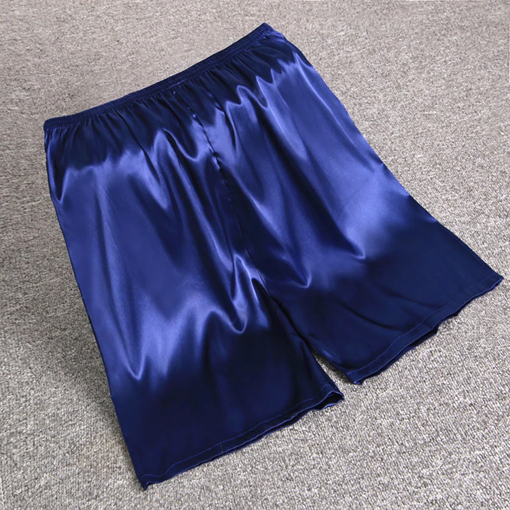 

Men Elastic Waist Silk Satin Pajamas Shorts Nightwear Pocket Pants Bottoms Bermuda Quick Dry Beach Shorts Male Sweatpants 2023