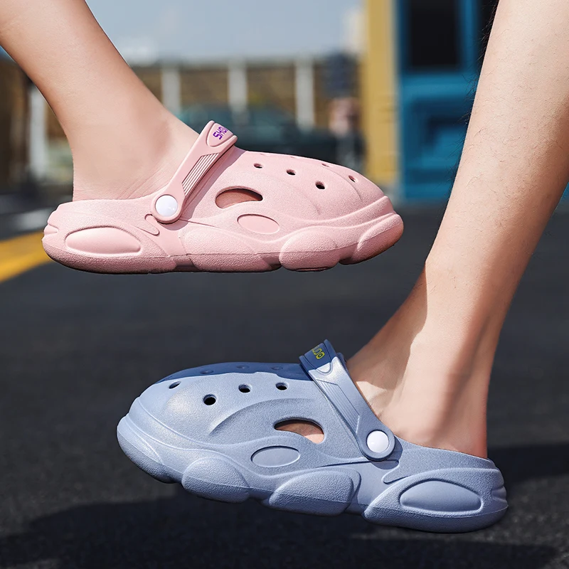 Mens Beach Outdoor Sandals Solid Color Slippers Platform Unisex Couple Clogs Shoes Flat Casual Shoes Quick-Drying