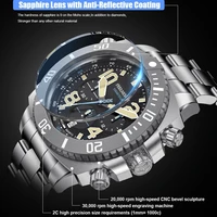 feelnever sport dive quartz watch for men 316l stainless steel clock sapphire big dial mens watches 500m waterproof wristwatch