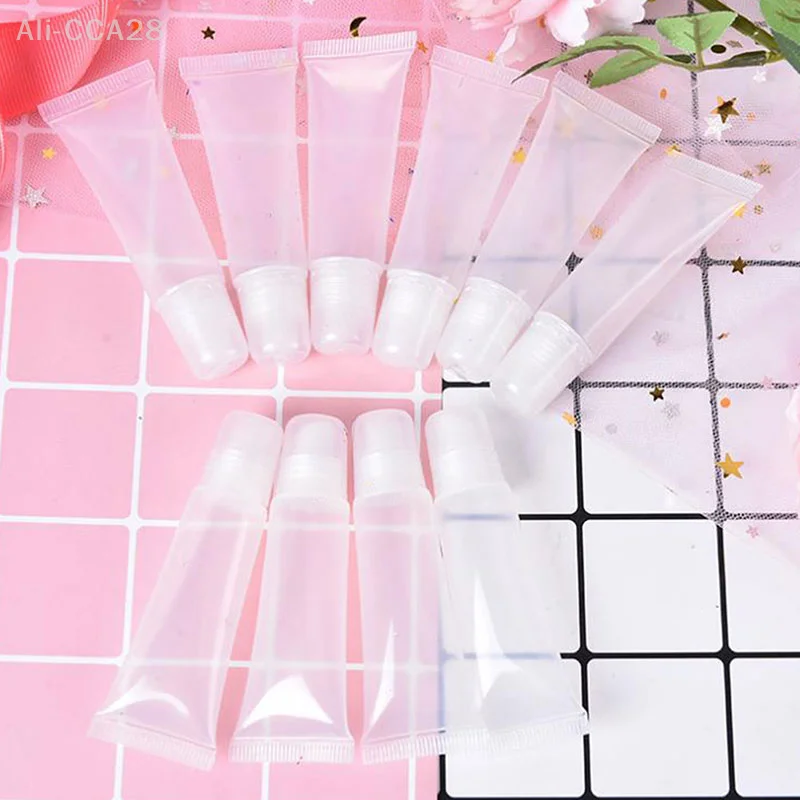 

10Pcs 5/10/15ml Empty Lipstick Tube Lip Balm Soft Tube Makeup Squeeze Clear Lip Gloss Container