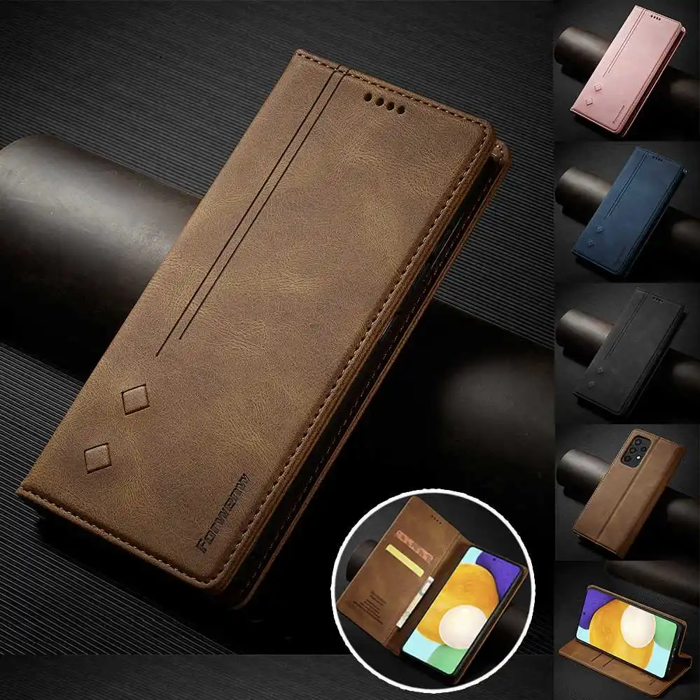 

Leather Wallet Case For Samsung Galaxy A02S A12 A32 A42 A51 A52 A71 A72 Samsung S21 S20 FE S10 S9 S8 Plus Note 20 Ultra Cover
