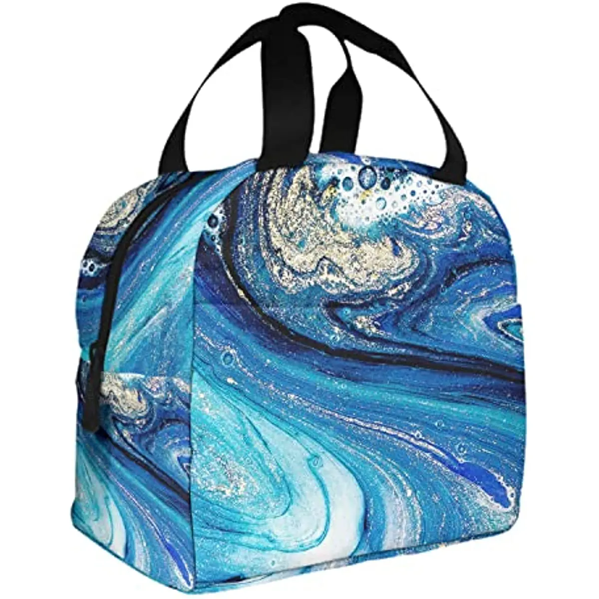 

Abstract Ocean Kids Lunch Bag Swirls of Marble The Ripples of Agate Blue Paint Insulated Lunch Bag Cooler Tote for Work School