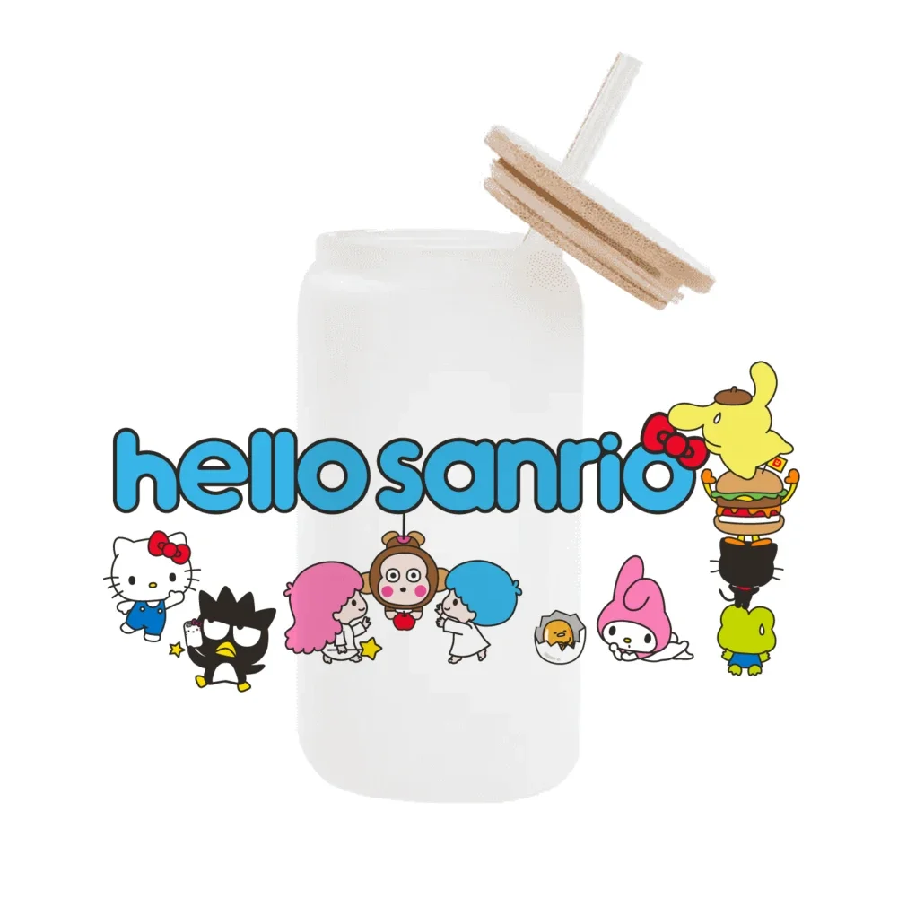Sanrio мультфильм для Libbey 16oz Can Glass 3D водонепроницаемый UV DTF кофе банка обернуть