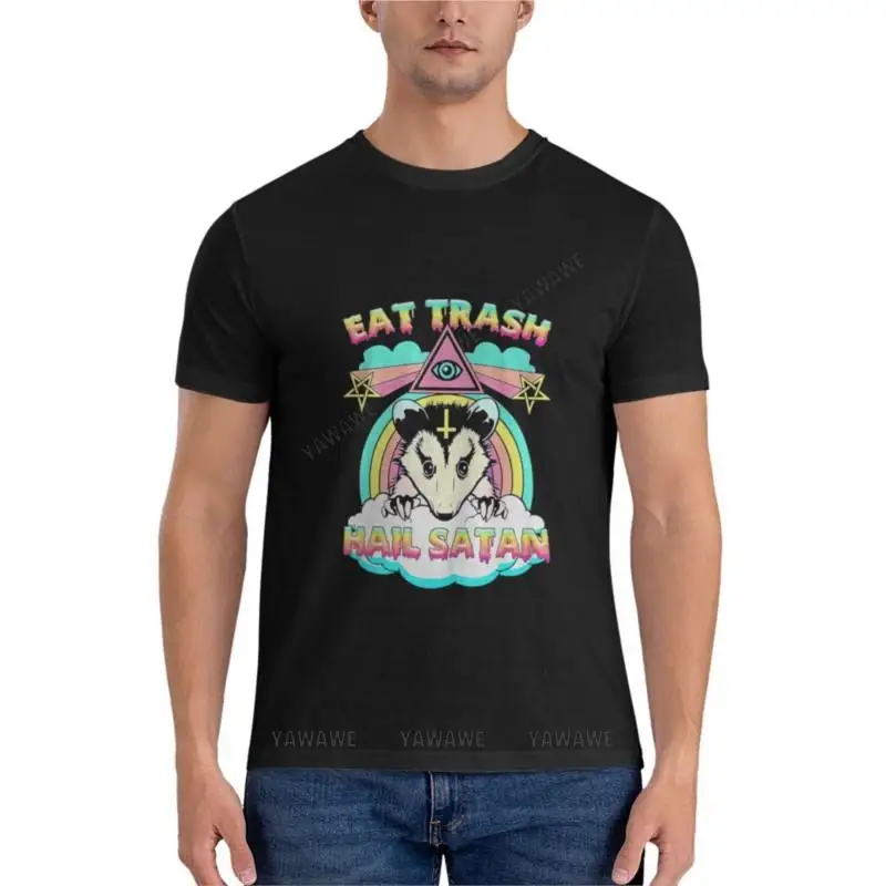 

Классическая мужская футболка с рисунком съедобного мусора, енота, пентаграммы, сатанического мусора