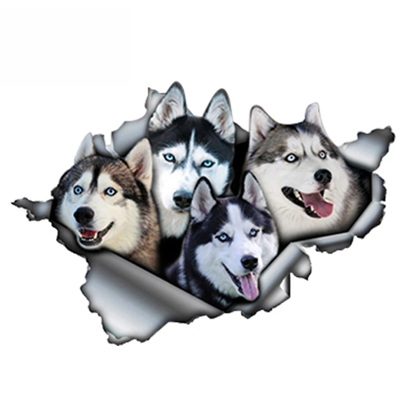 

Наклейка SZWL в виде забавного хаски, рваная металлическая Светоотражающая водостойкая, для домашних животных, 13 Х9 см