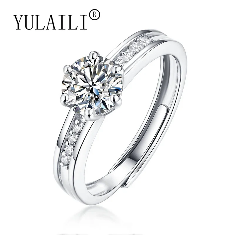 

Affordable Luxury Rings For Women Silver 925 Fine Exquisite Jewelry 1CT 2CT 3CT Moissanite Adjust Finger Ring
